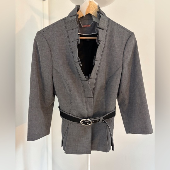 White House Black Market Gray Blazer with Black Belt - Picture 1 of 4